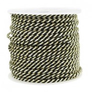 Macramé bead cord twisted 1.5mm Gold-black white